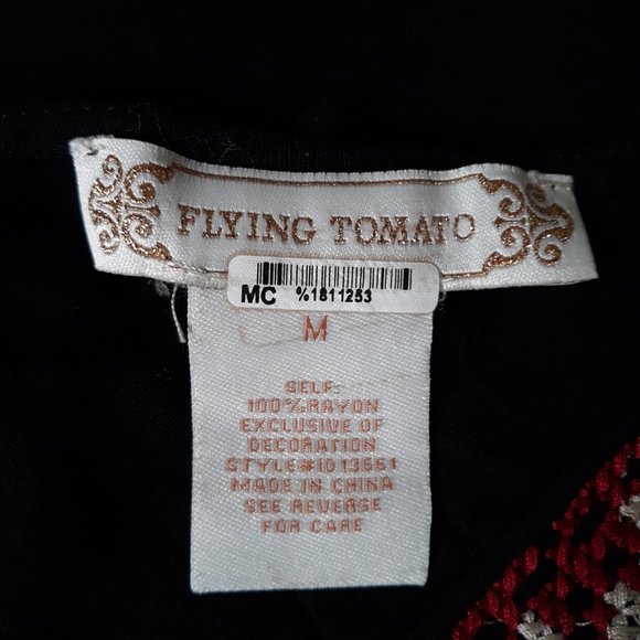 Flying Tomato Blouse Tunic mini Dress black embroidered cross stitch Size M - Picture 8 of 9
